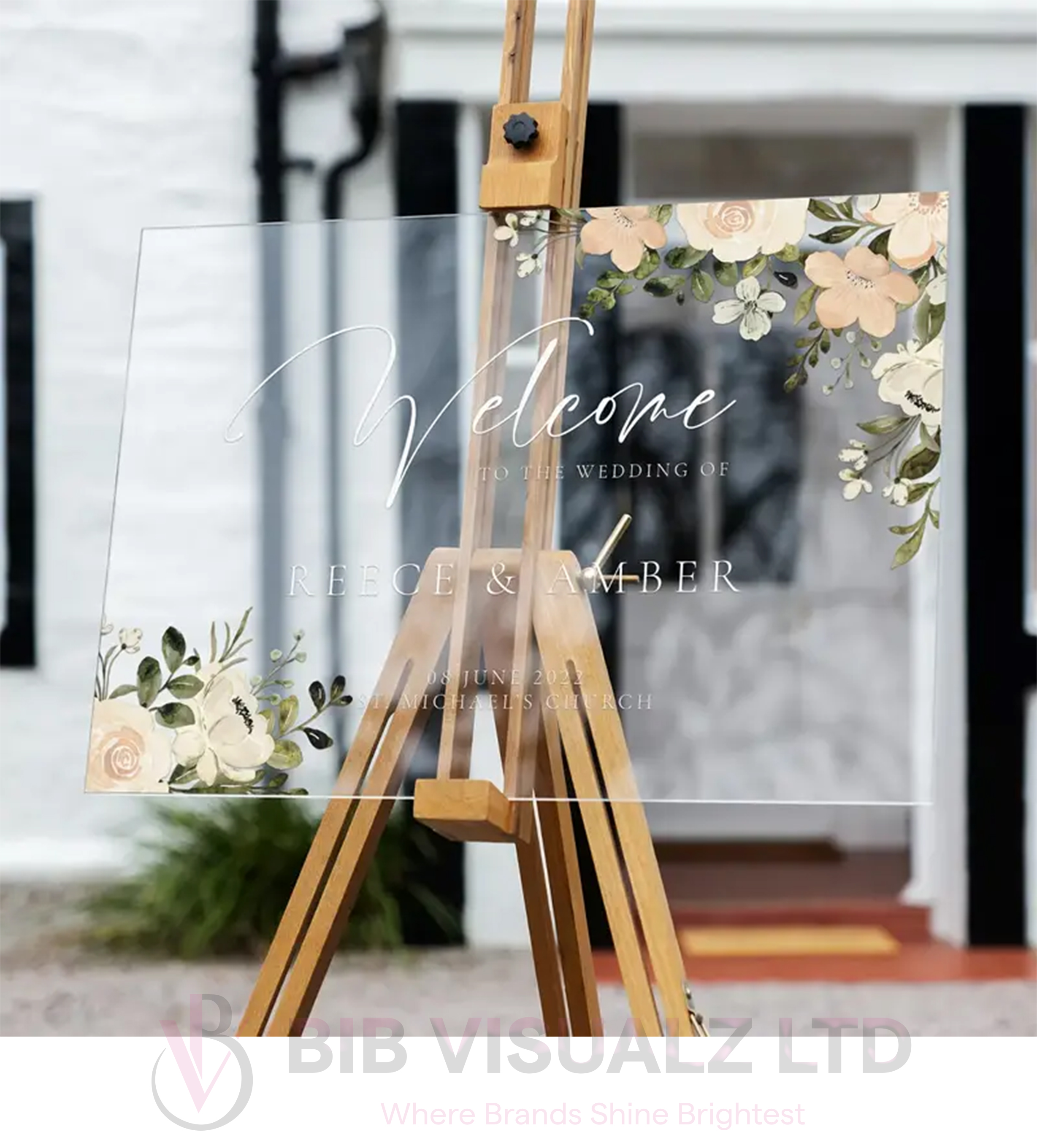 2D Flat, Personalized Party Welcome Sign clear